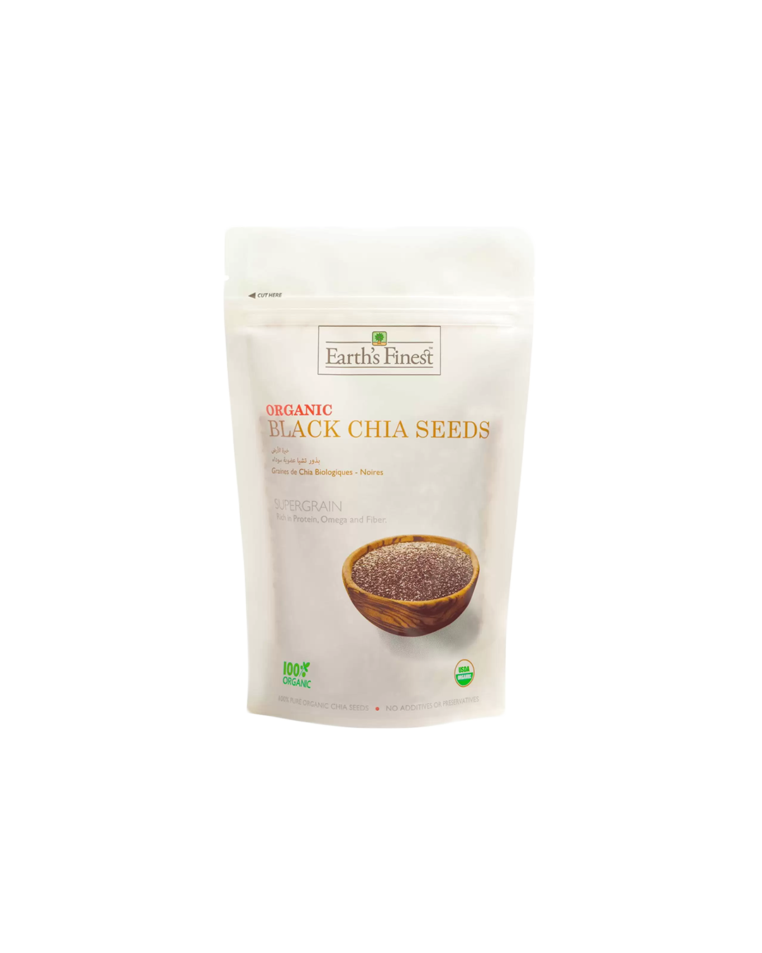 بذور تشيا عضوية سوداء كبيرة الحجم | Earth's Finest Organic Chia Seeds 300 g